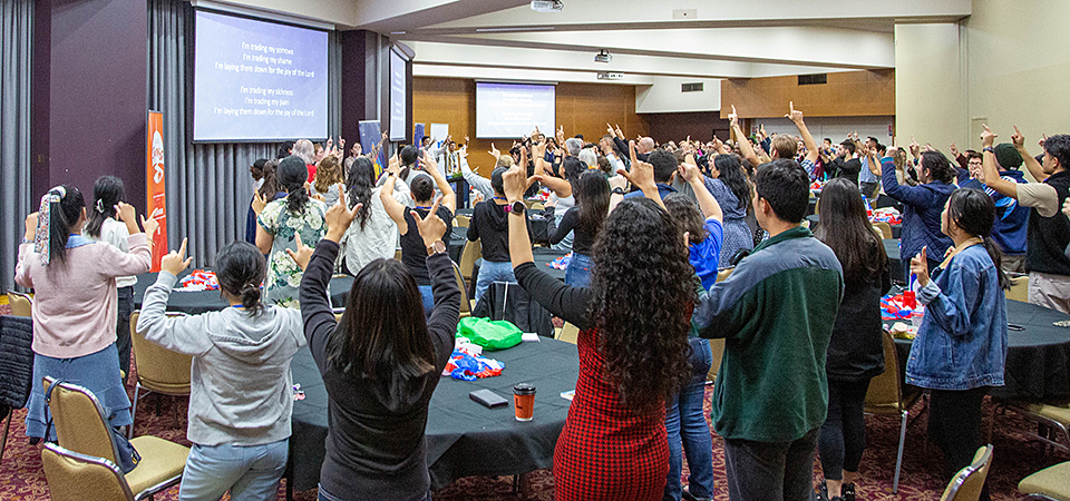 Diocesan pilgrims are seen during the first World Youth Day Pilgrim Formation Session at Novotel Sydney Rooty Hill. Image: Diocese of Parramatta