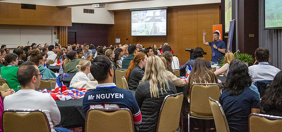 Diocese of Parramatta pilgrims are seen during the first World Youth Day Pilgrim Formation Session at Novotel Sydney Rooty Hill. Image: Diocese of Parramatta